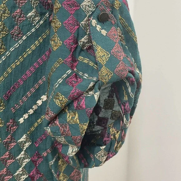NWT Soft Surroundings Terrare Tunic Shirt Size S Green Embroidered - Picture 7 of 12